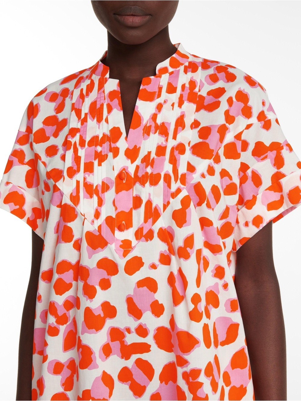 Diane Von Furstenburg Fiona Animal Print Cotton Short Sleeve Top